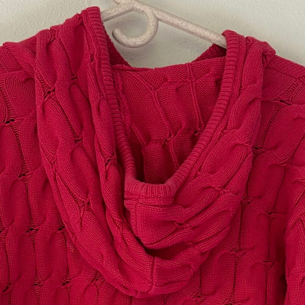 Anthropologie Saturday Sunday pink hooded crop cable knit sweater fall winter S - Picture 6 of 9